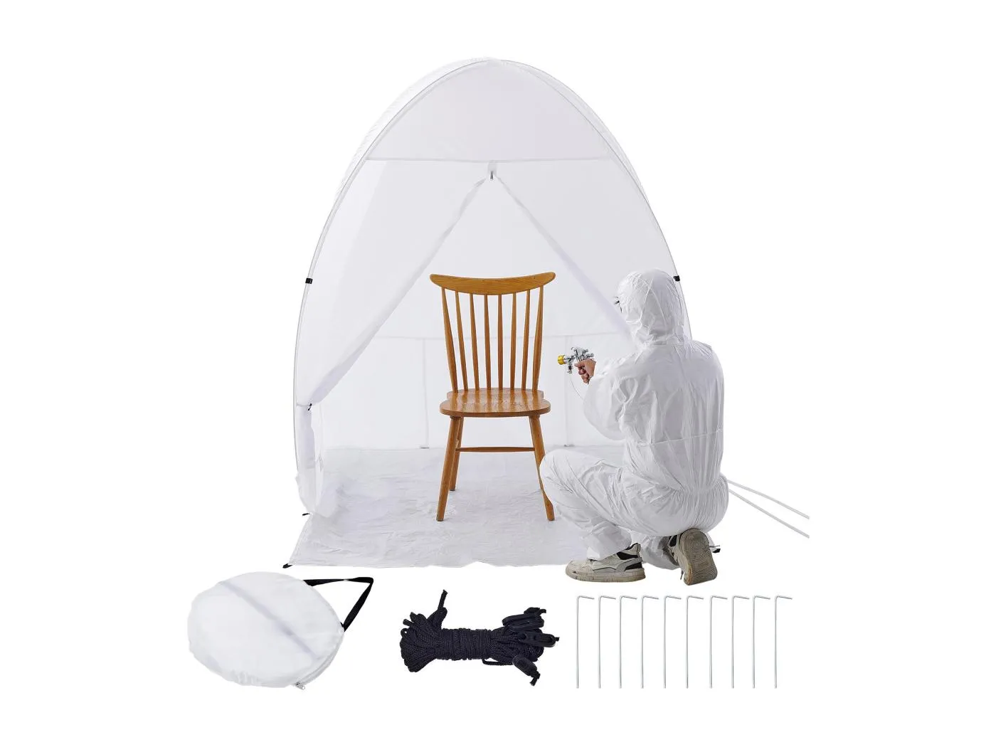 Aufblasbare Lackierkabine SucceBuy, Tragbarer Lackierschutzraum 152x152x178 cm