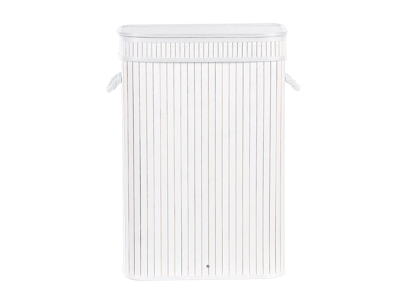 Wäschekorb Bambusholz weiß handgemacht rechteckig mit Deckel Sack Kalutara