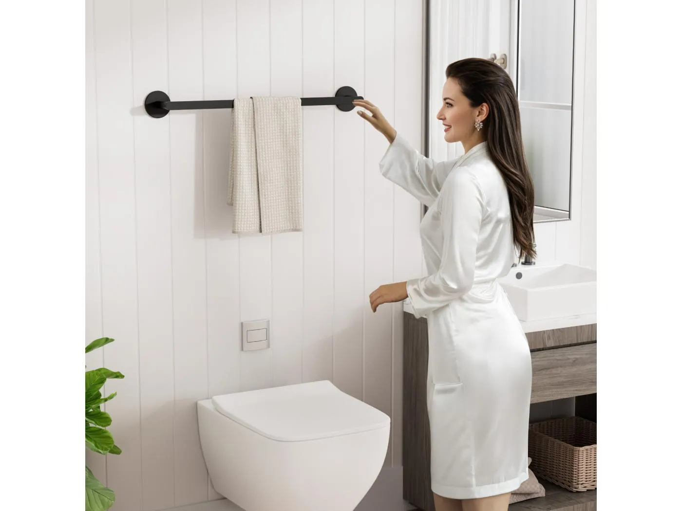 Cecipa MAX Handtuchhalter fürs Badezimmer – für 2 Handtücher – schwarzer Handtuchhalter aus Edelstahl – Handtuchhalter fürs Badezimmer