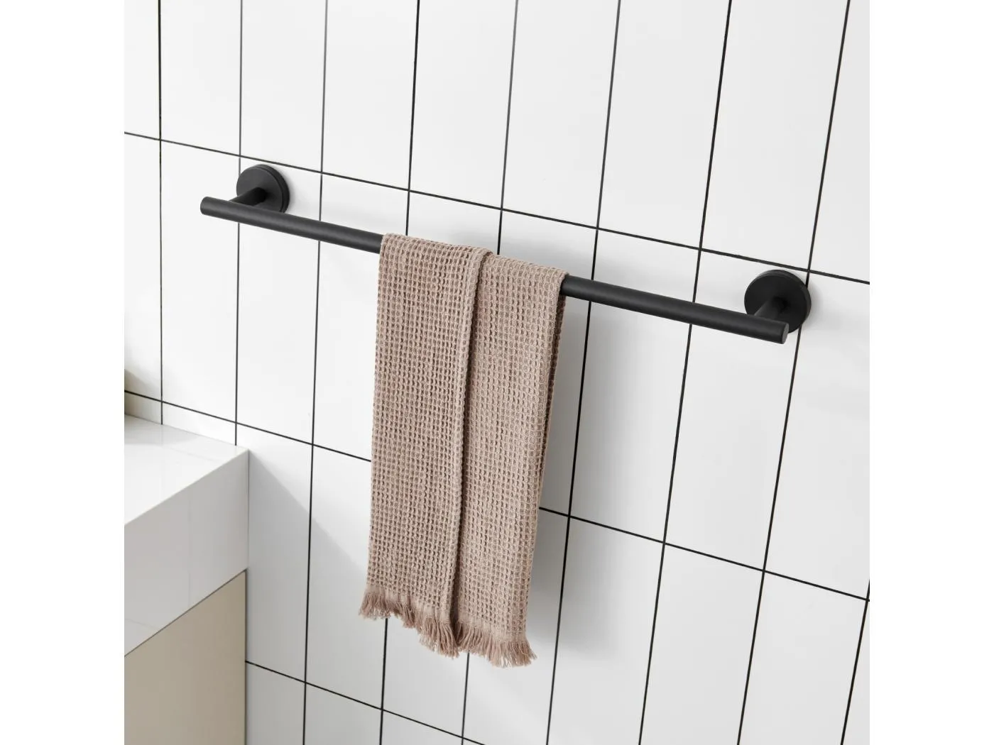 Multifunktionaler Handtuchhalter aus Edelstahl 304, schwarz, einpoliger Handtuchhalter, geeignet für Badezimmer/Damenhandtücher/Küche