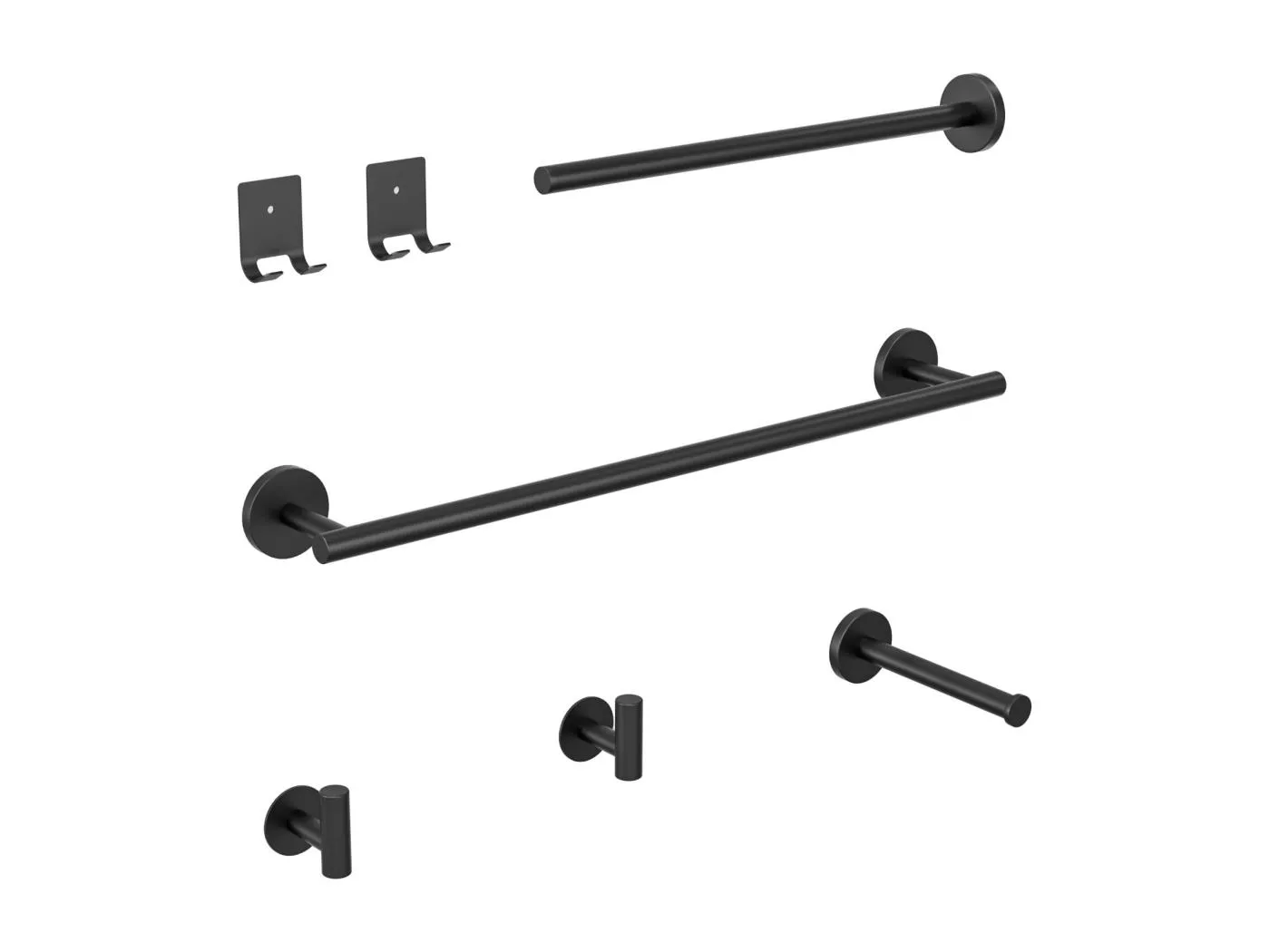 Cecipa MAX Schwarzer Wandhandtuchhalter fürs Badezimmer, Edelstahl, Toilettenpapierhalter, Badezimmer-Hängeset, 4-teilig