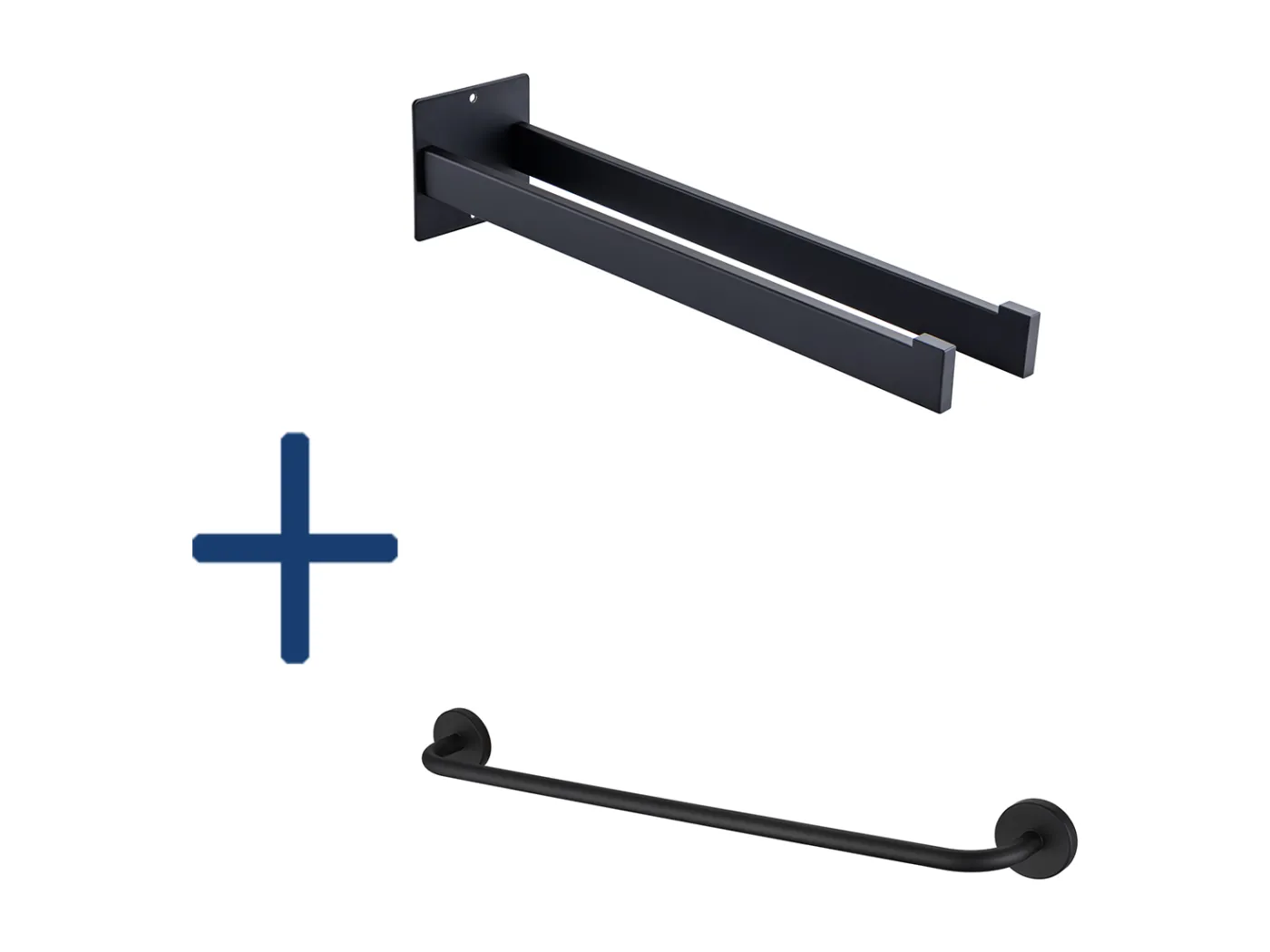 2 STK. Handtuchhalter fürs Bad, 40 cm Handtuchstangen, Schwarz + Handtuchhalter fürs Bad, Selbstklebend/Bohren, 60 cm, Edelstahl 304, Schwarz