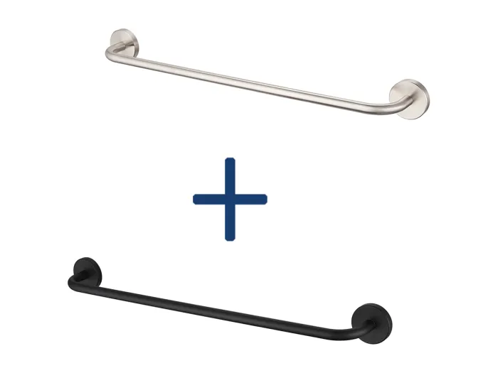 2 STK. Auralum MAX 60cm Badezimmer Handtuchhalter Gebürstet+Schwarz, Selbstklebend oder Bohren 304 Edelstahl
