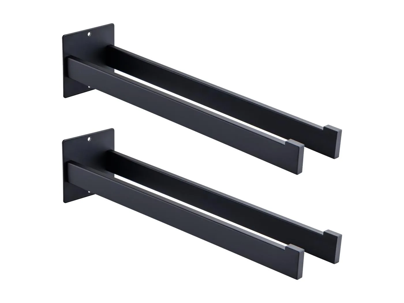 Auralum MAX 2 Stück Handtuchhalter fürs Badezimmer, Doppel-Handtuchstange zum Kleben/Bohren, Wandmontage, Handtuchhalter mit zwei Armen für Badezimmer und Küche, Schwarz