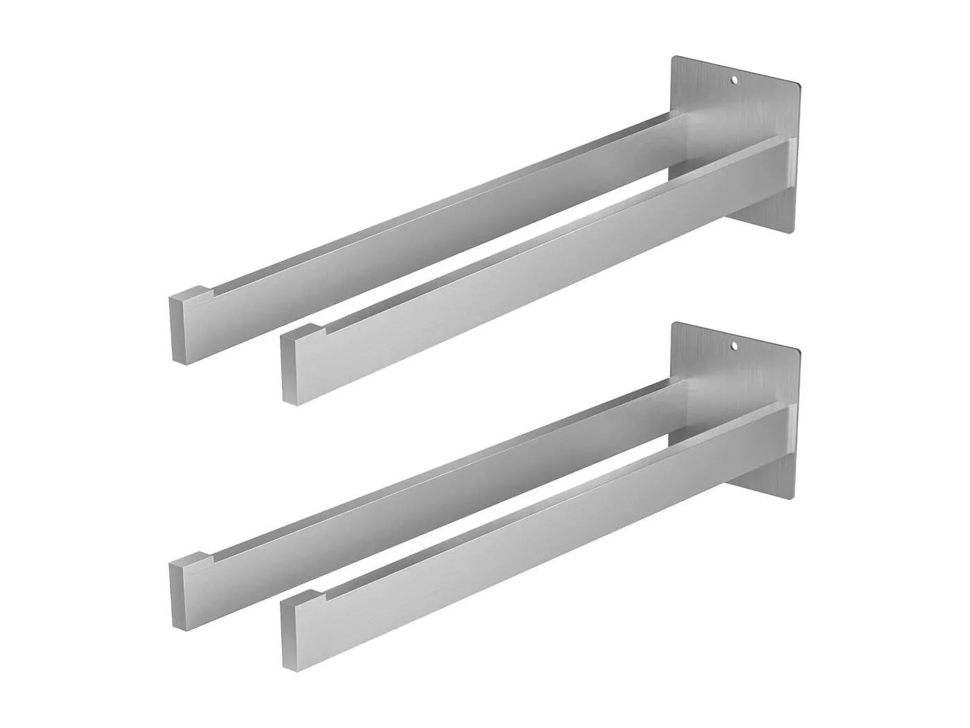 Auralum MAX Handtuchstange aus gebürstetem Edelstahl, 2 Stück, selbstklebender Doppel-Handtuchhalter mit zwei Armen, Wandhalterung für Badezimmer/Küche, zwei Befestigungsmöglichkeiten