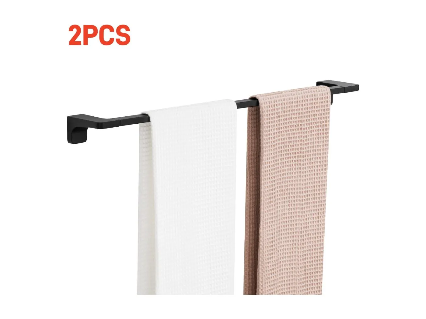 2er-Set schwarzer Handtuchhalter aus Edelstahl für das Badezimmer – 59 cm langer Handtuchhalter zum Aufhängen von 2 Handtüchern – multifunktionaler Handtuchhalter