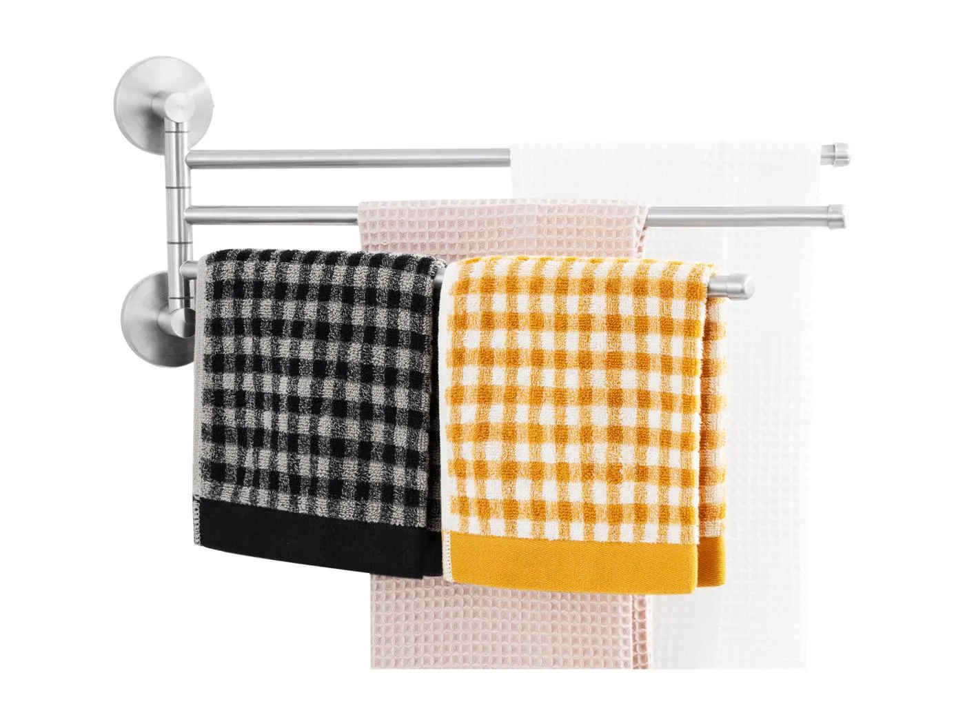 Auralum max Handtuchhalter 3-armig schwenkbar Edelstahl fürs Badezimmer Platzsparender Handtuchhalter zur Wandmontage 180° drehbar (Gebürstet)