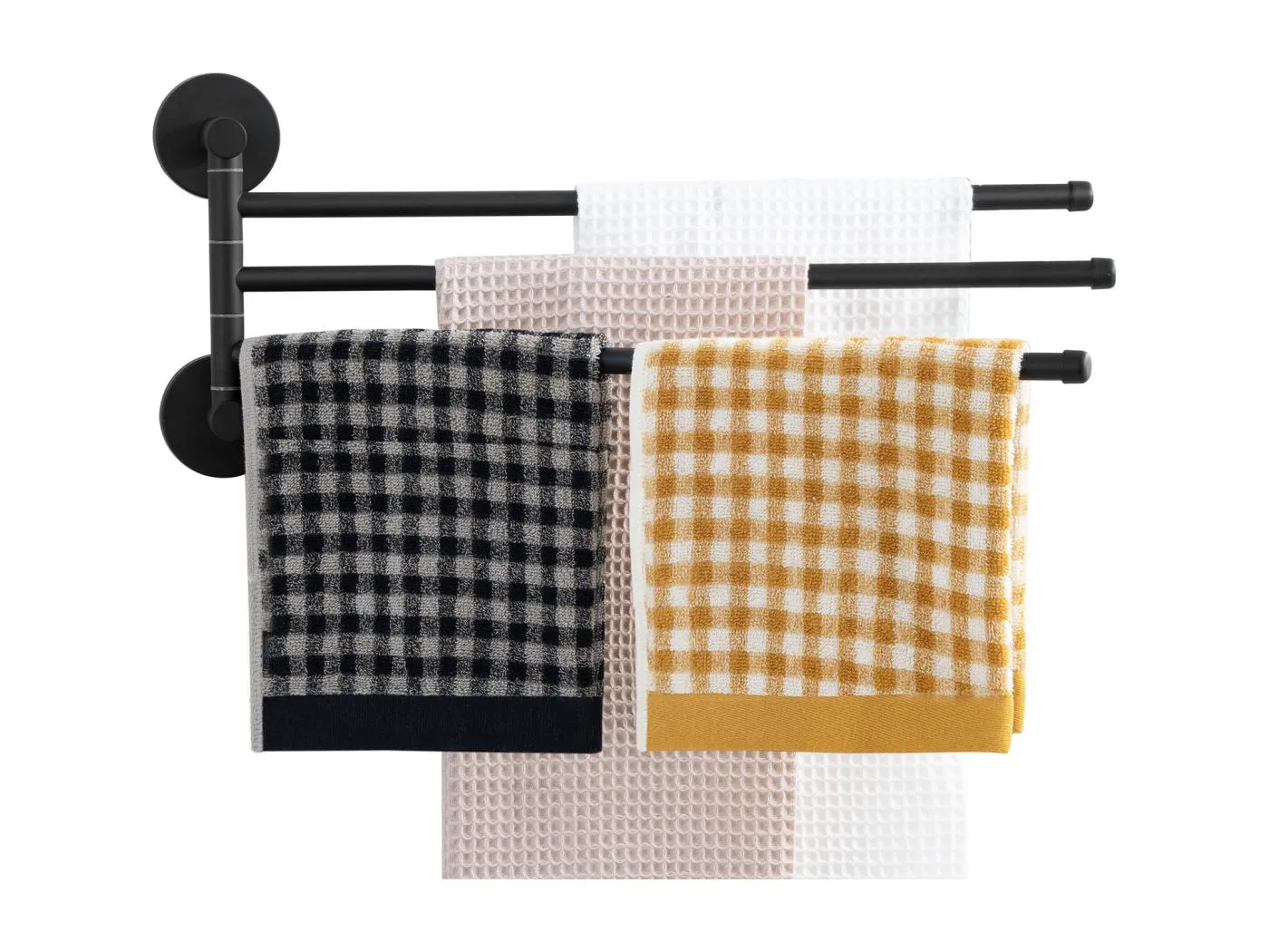 Auralum max Handtuchhalter mit 3 Armen, drehbar, Edelstahl, Handtuchhalter fürs Badezimmer, platzsparende Handtuchstange zur Wandmontage, 180° drehbar (schwarz)