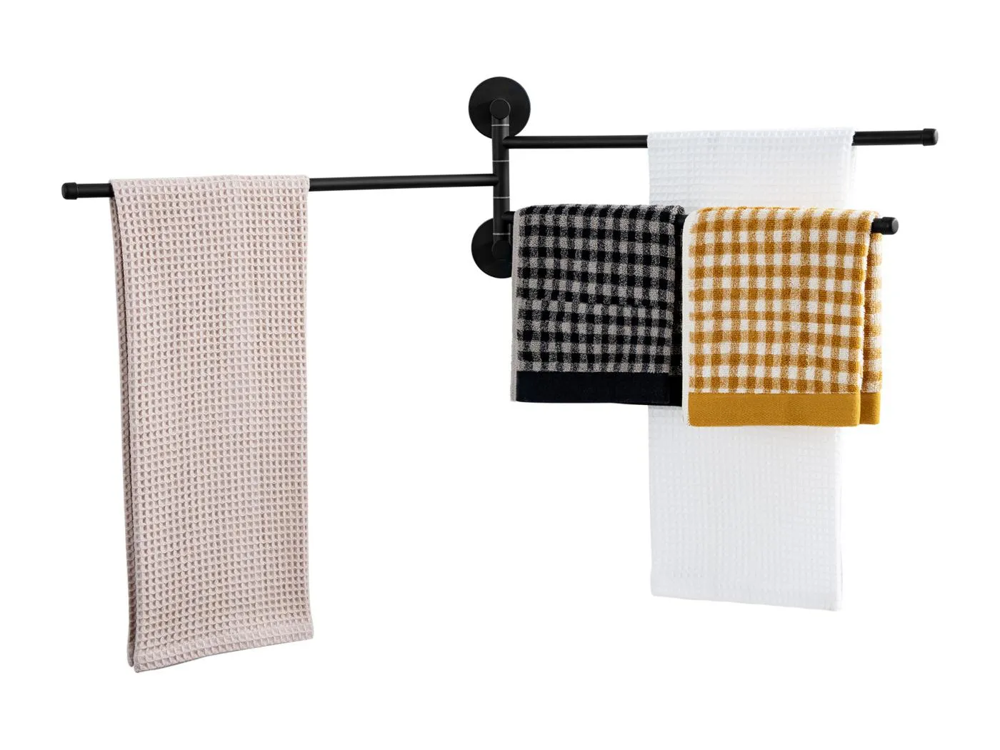 Auralum max Handtuchhalter mit 3 Stangen, 180° drehbar, 304 Edelstahl, wandmontierter Handtuchhalter, Handtuchtrockner für Badezimmer und Küche, Schwarz (40 cm)