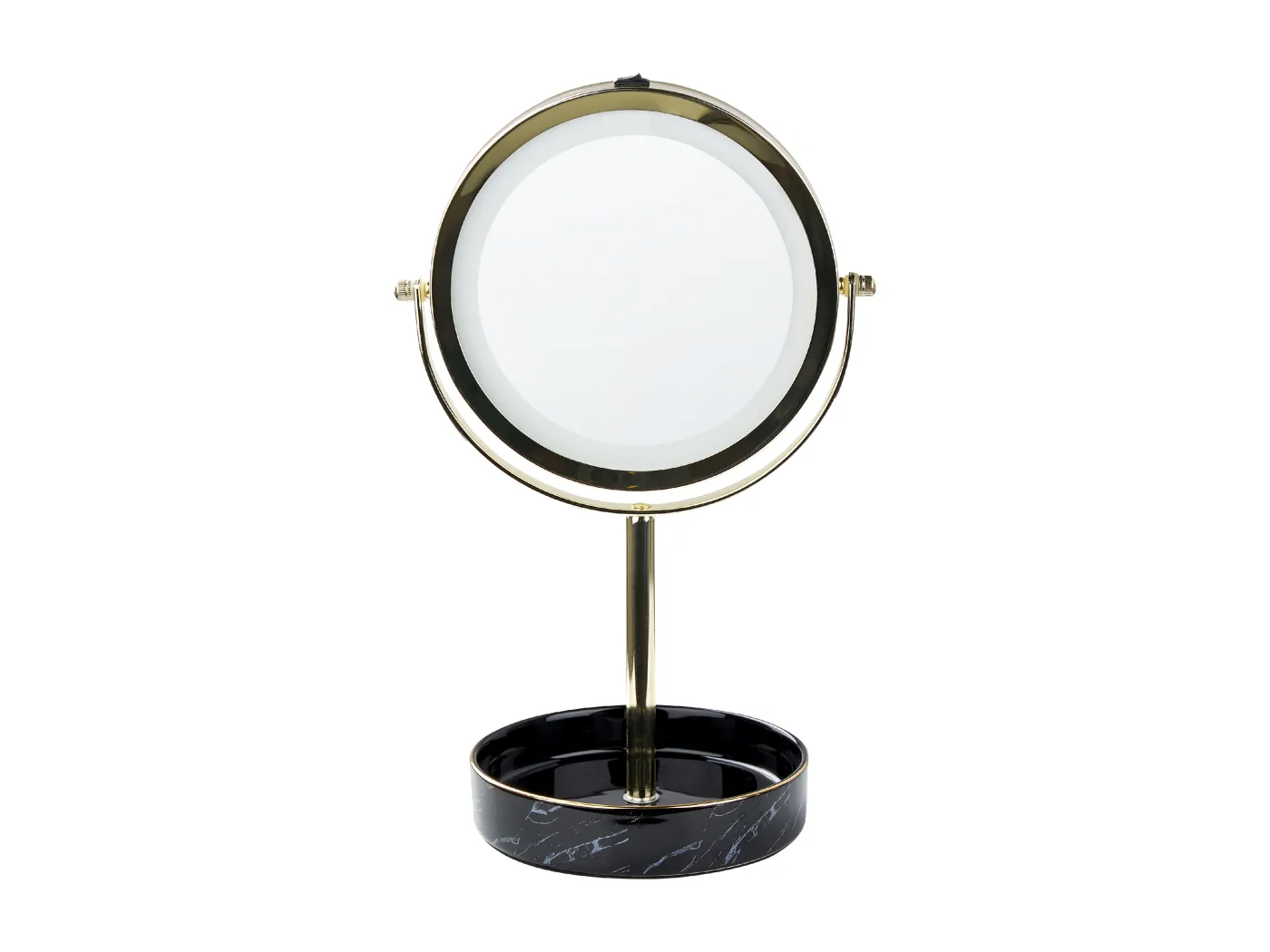 Kosmetikspiegel mit LED-Beleuchtung gold/schwarz ø 20 cm doppelseitig Savoie