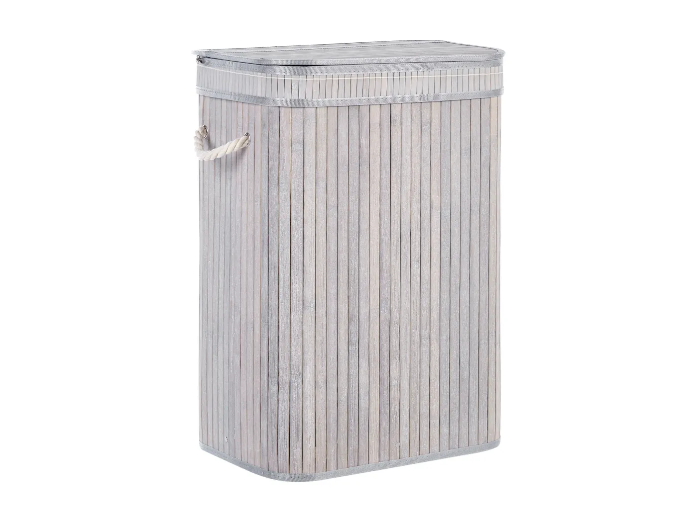 Wäschekorb Bambusholz grau handgemacht rechteckig mit Deckel Sack Kalutara