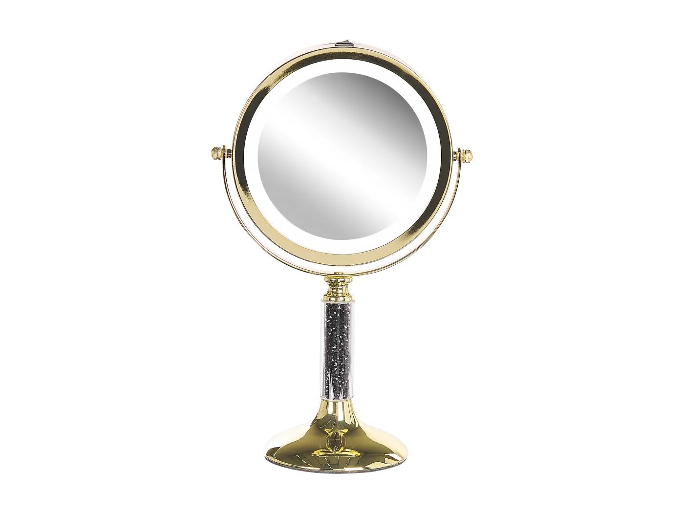 Schminkspiegel gold doppelseitig drehbar LED Beleuchtung Vergrößerung Baixas