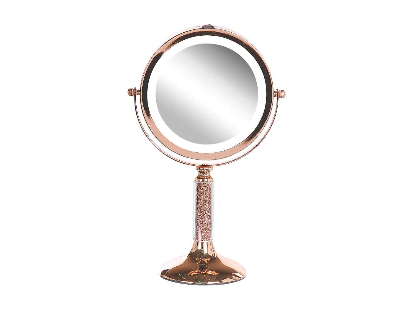 Schminkspiegel roségold doppelseitig drehbar LED Beleuchtung Vergrößerung Baixas