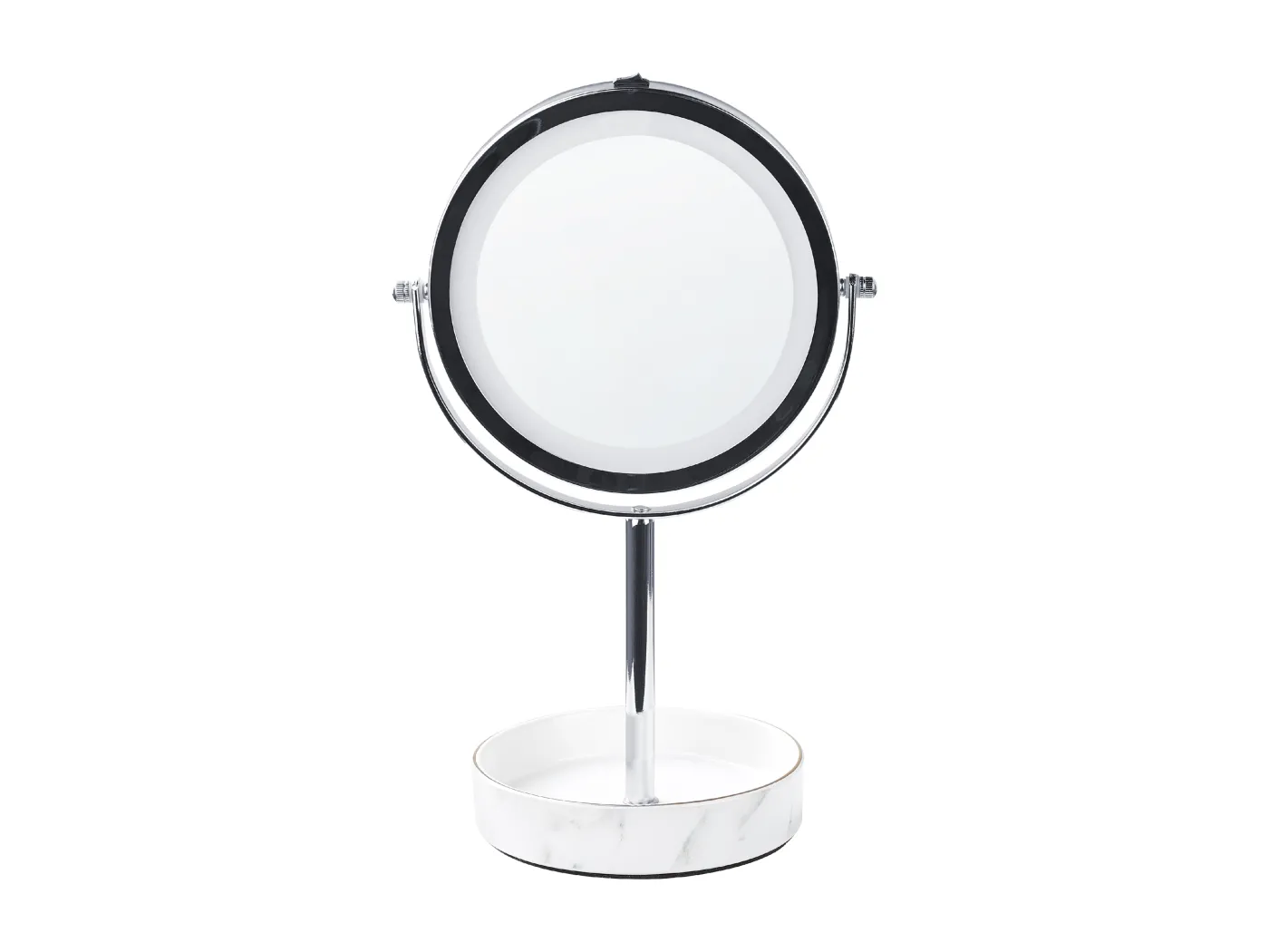 Kosmetikspiegel mit LED-Beleuchtung silber/weiß ø 20 cm doppelseitig Savoie