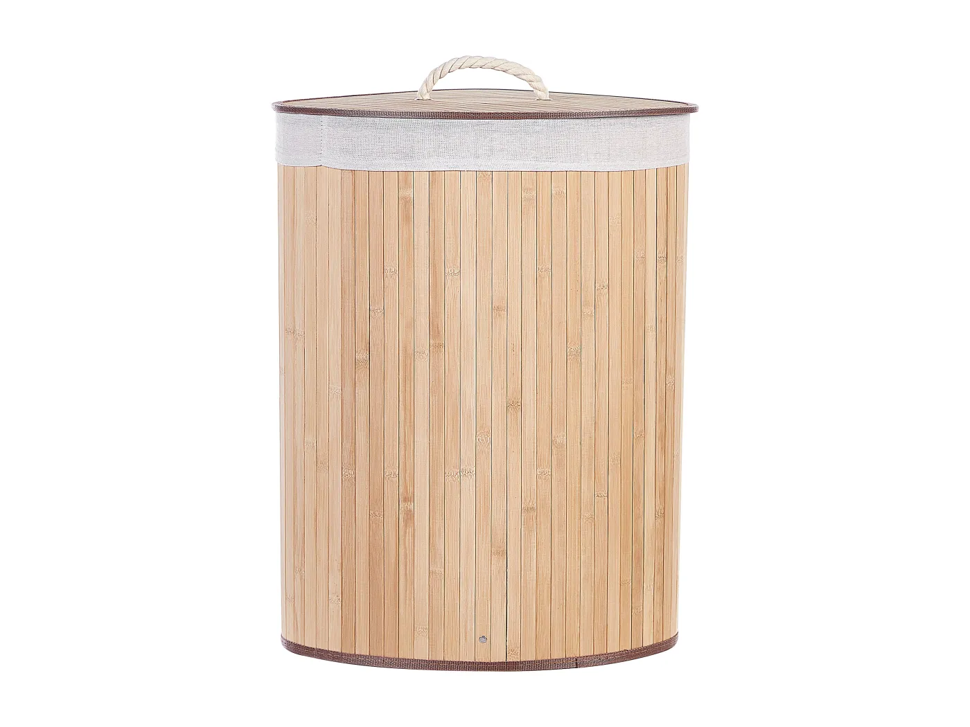 Wäschekorb Bambusholz hellbraun handgemacht eckig mit Deckel Sack Matara