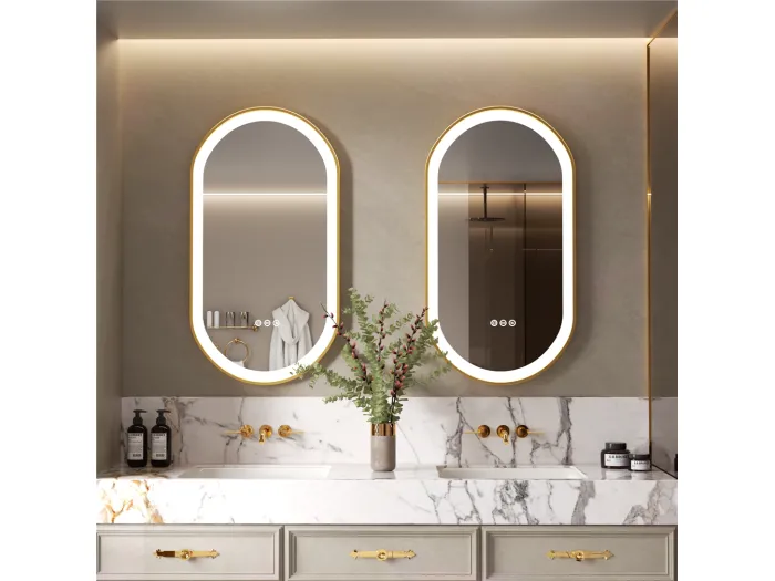 LED Badezimmerspiegel 100x50cm beleuchteter Spiegel Antibeschlag 3 einstellbare Farben 100x50x4cm