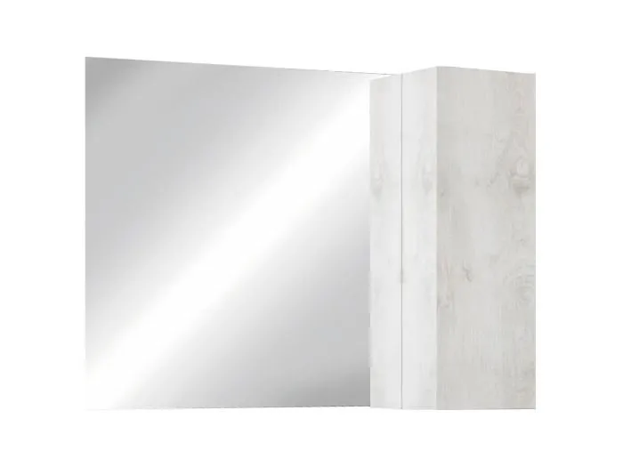 Designspiegel mit Aufbewahrung, 110x75 cm, Kollektion ISORA, Farbe Weiß Holzeffekt