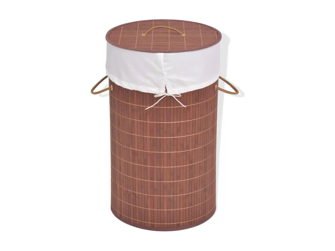 Bambus-Wäschekorb Rund Braun