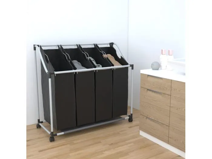 4 Fächer Schwarz Wäschesortierer