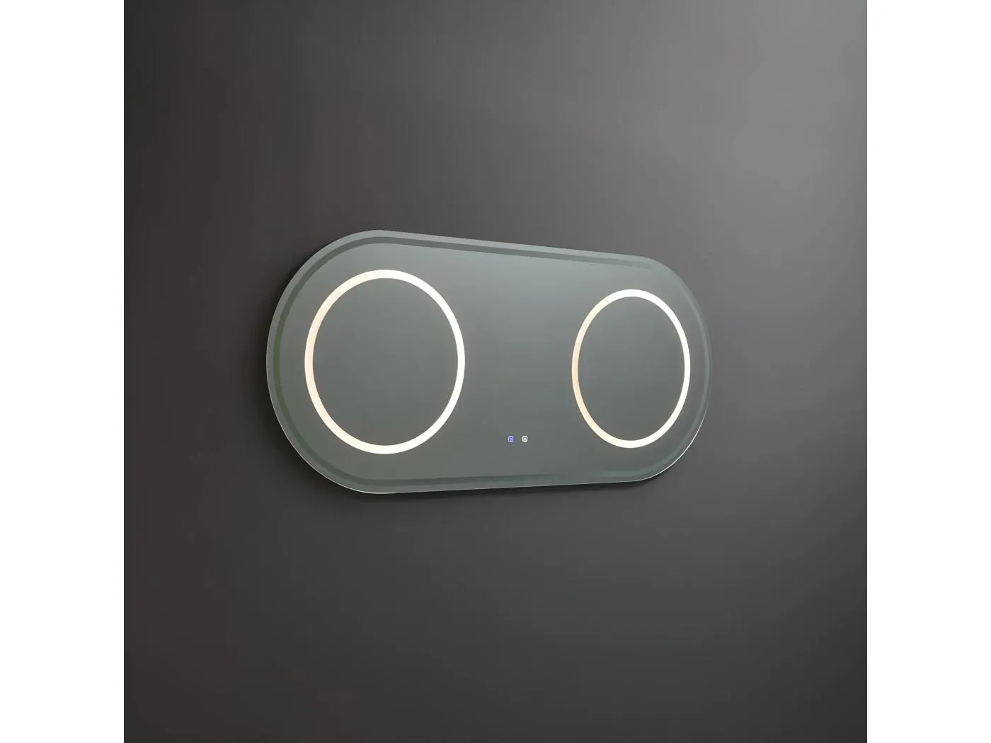 "Luce" ovaler Badezimmerspiegel mit LED-Beleuchtung und zwei Stationen aus Aluminium, 180 x 80 cm