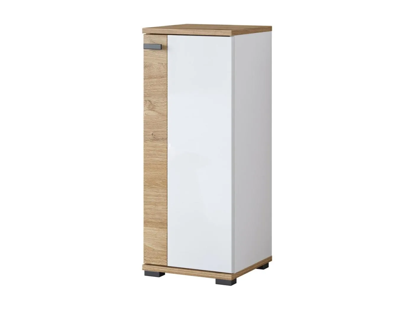 Niedriges Schränkchen mit 1 Tür BALEA in Eichen- und Weißfarbe