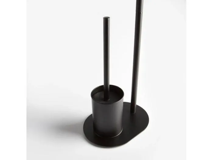 "Friedrich" Stand-Toilettenpapierhalter mit Bürstenhalter aus mattschwarzem Metall und ovalem Fuß