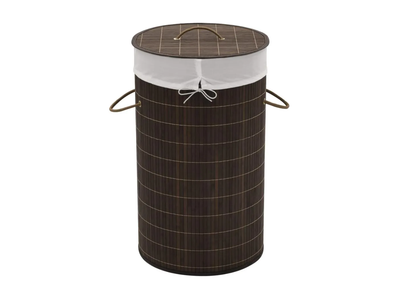 Wäschekorb aus Bambus Rund Dunkelbraun