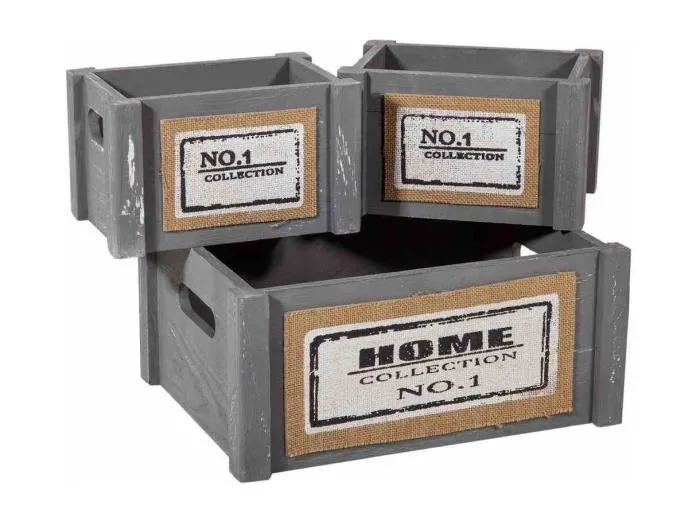 Garderobenset und 5 graue Holzkörbe