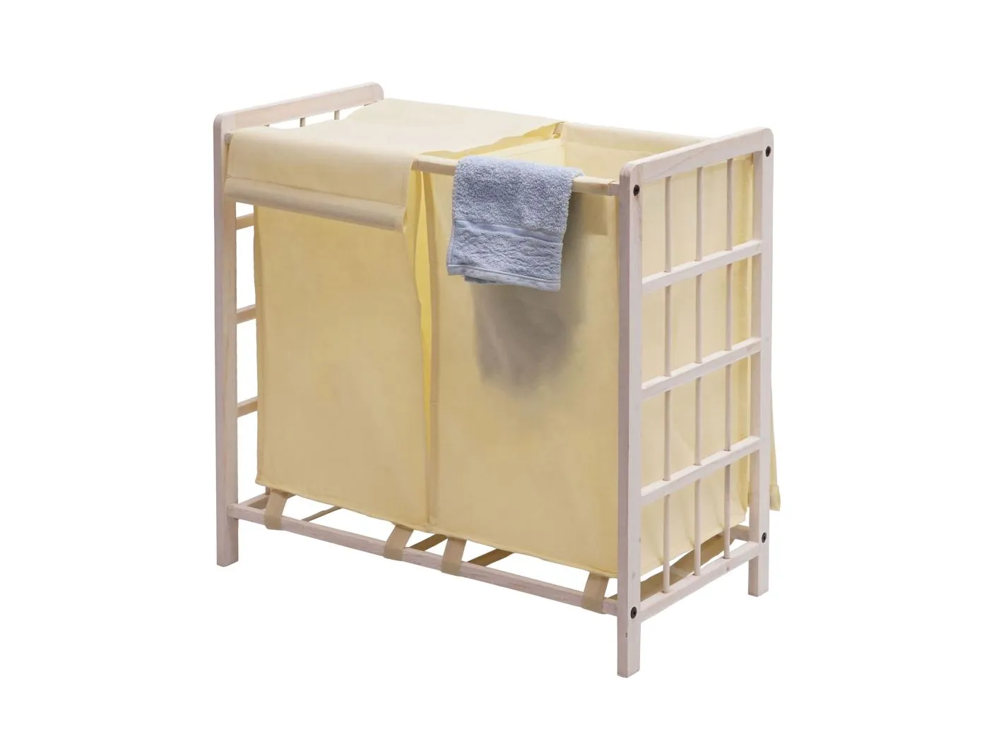 Wäschesammler MCW-B60, Shabby weiß, Bezug creme