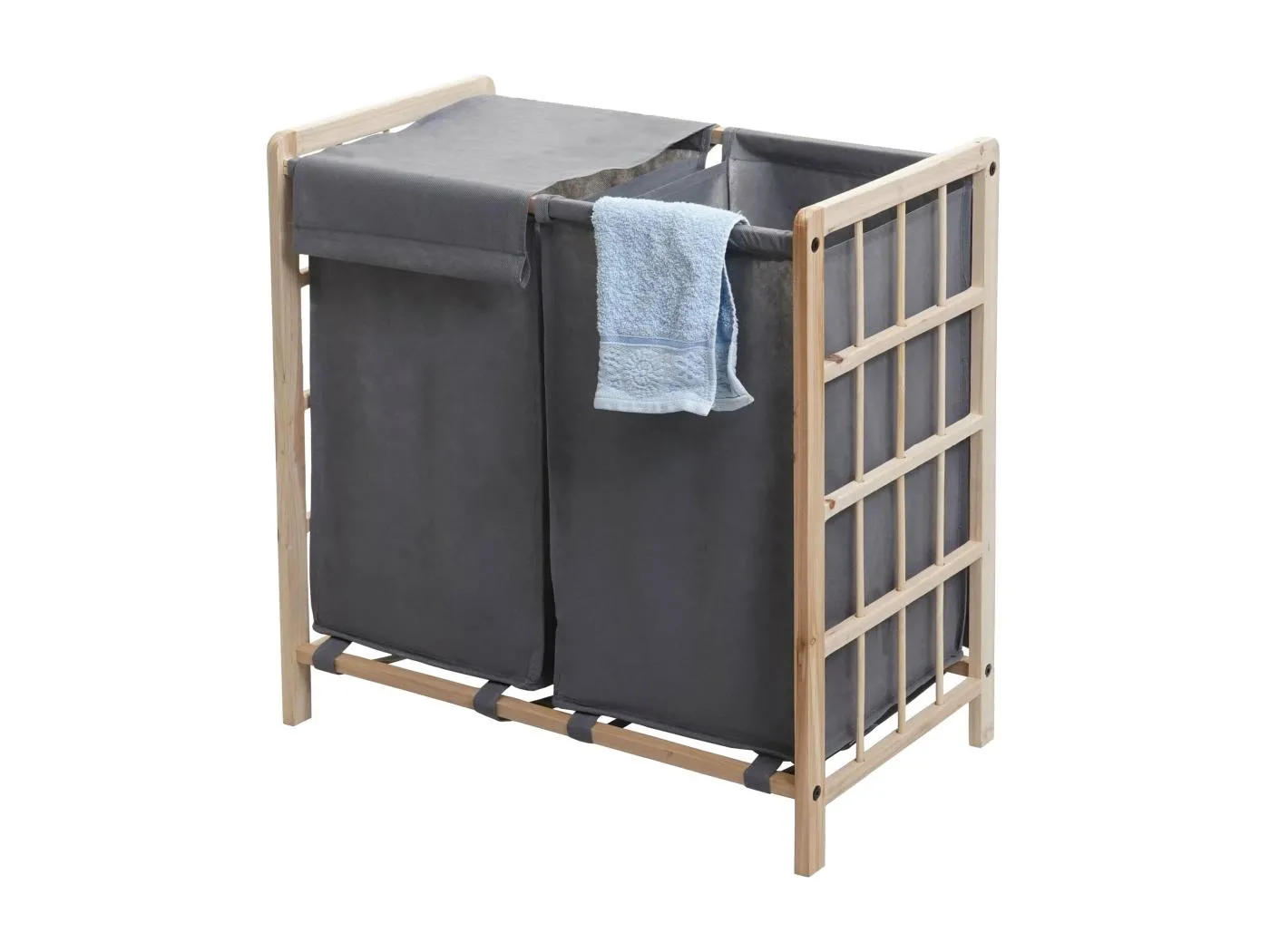 Wäschesammler MCW-B60, Hellbraun, Bezug grau