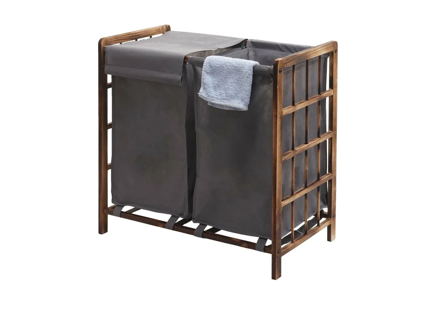 Wäschesammler MCW-B60, Braun, Bezug grau