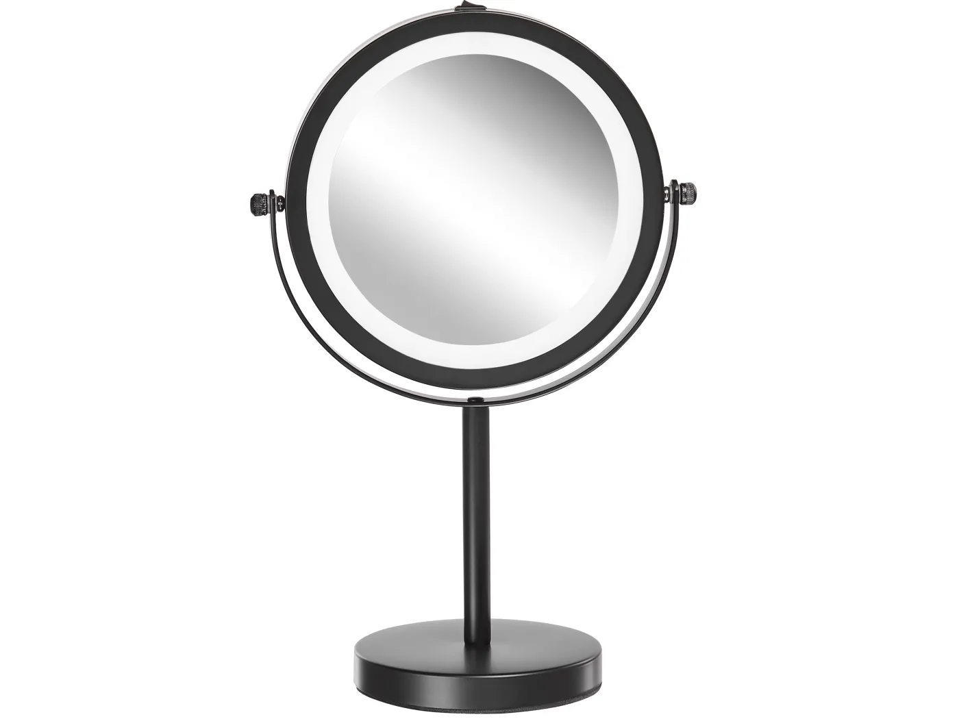 Schminkspiegel schwarz doppelseitig drehbar LED Beleuchtung Vergrößerung Tuchan