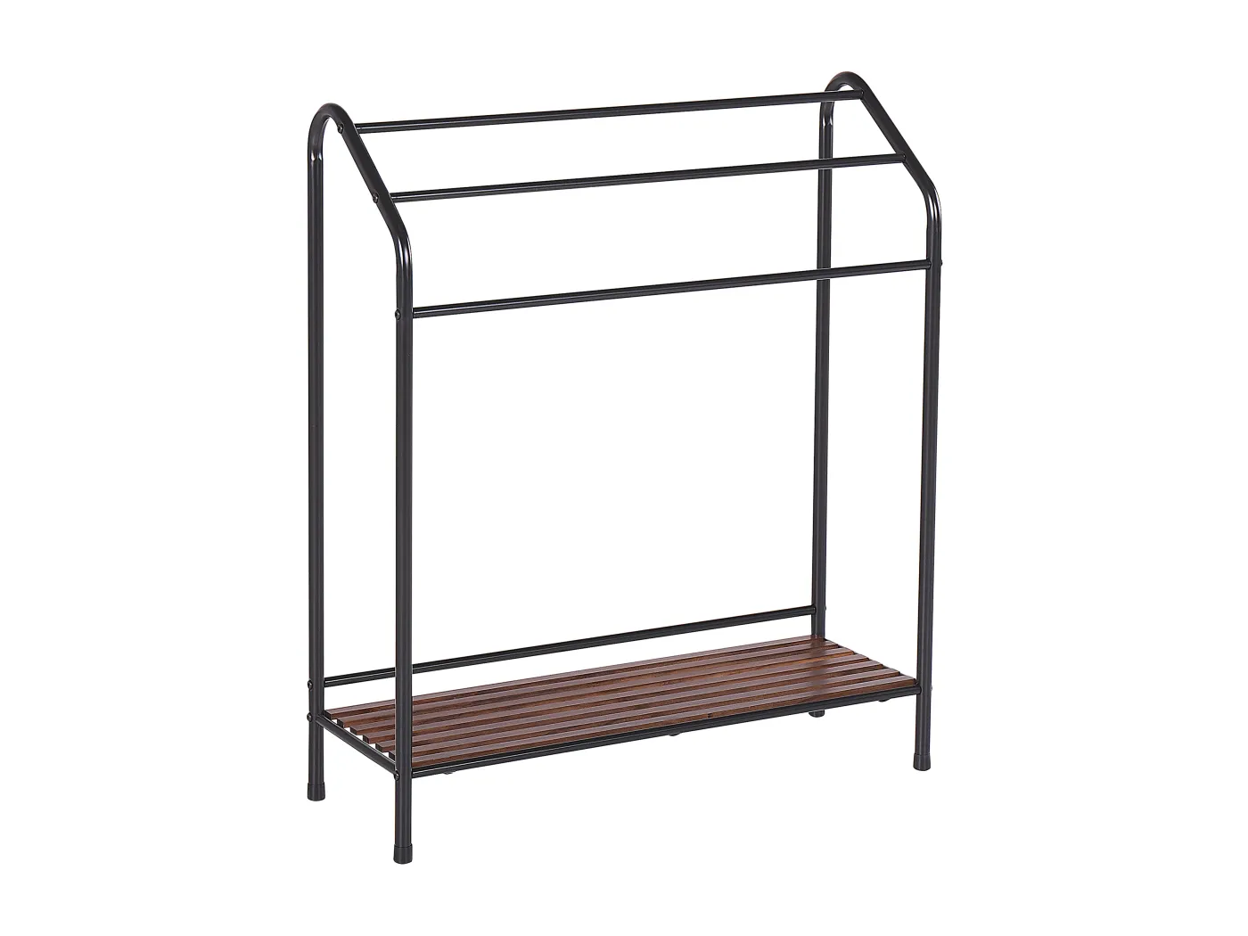 Handtuchhalter mit Ablage Stahl Holzregal 3 Schienen matt schwarz Muriva