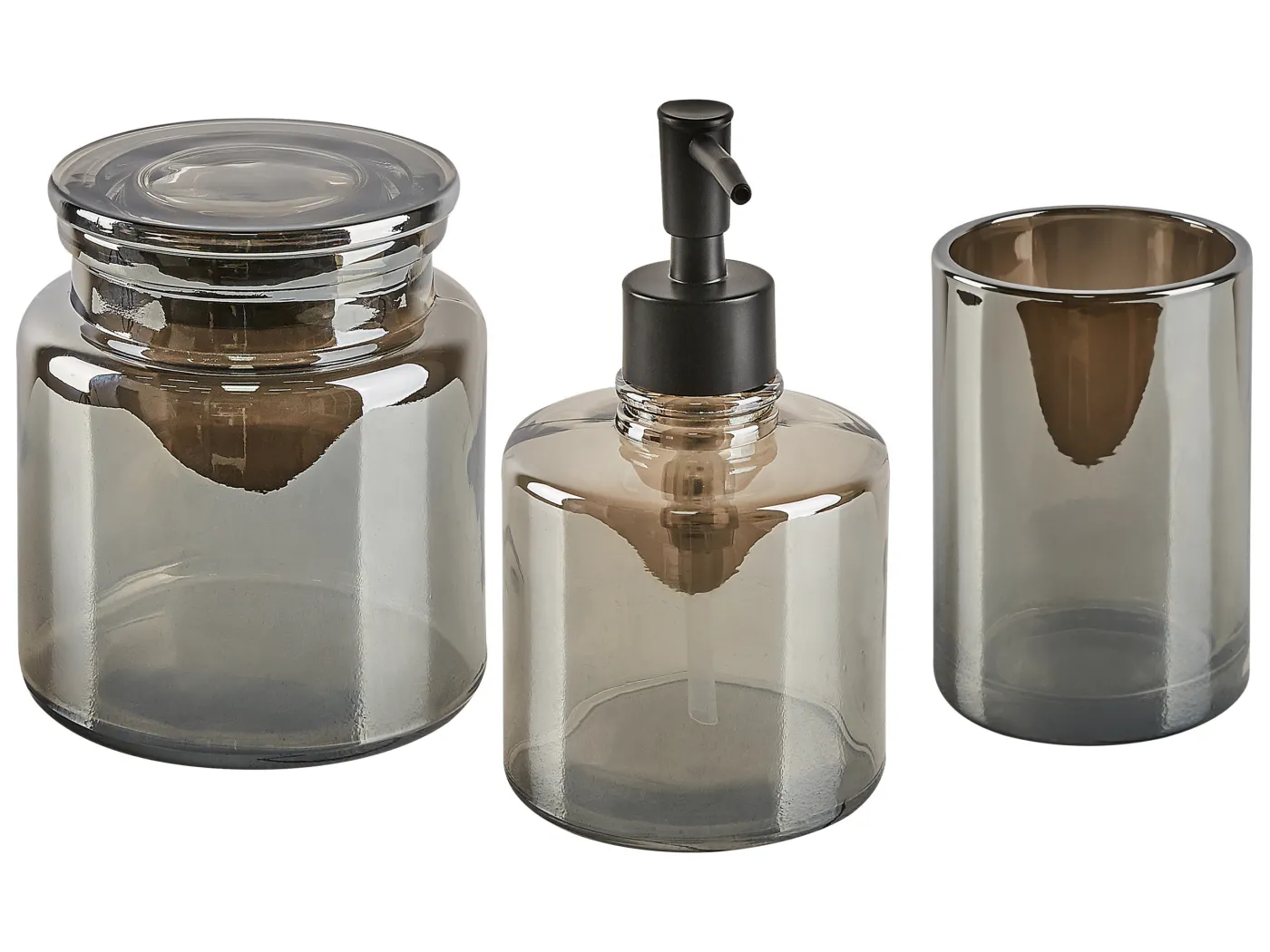 Badezimmer Set 3-teilig aus Glas in Grau moderner Stil Managua