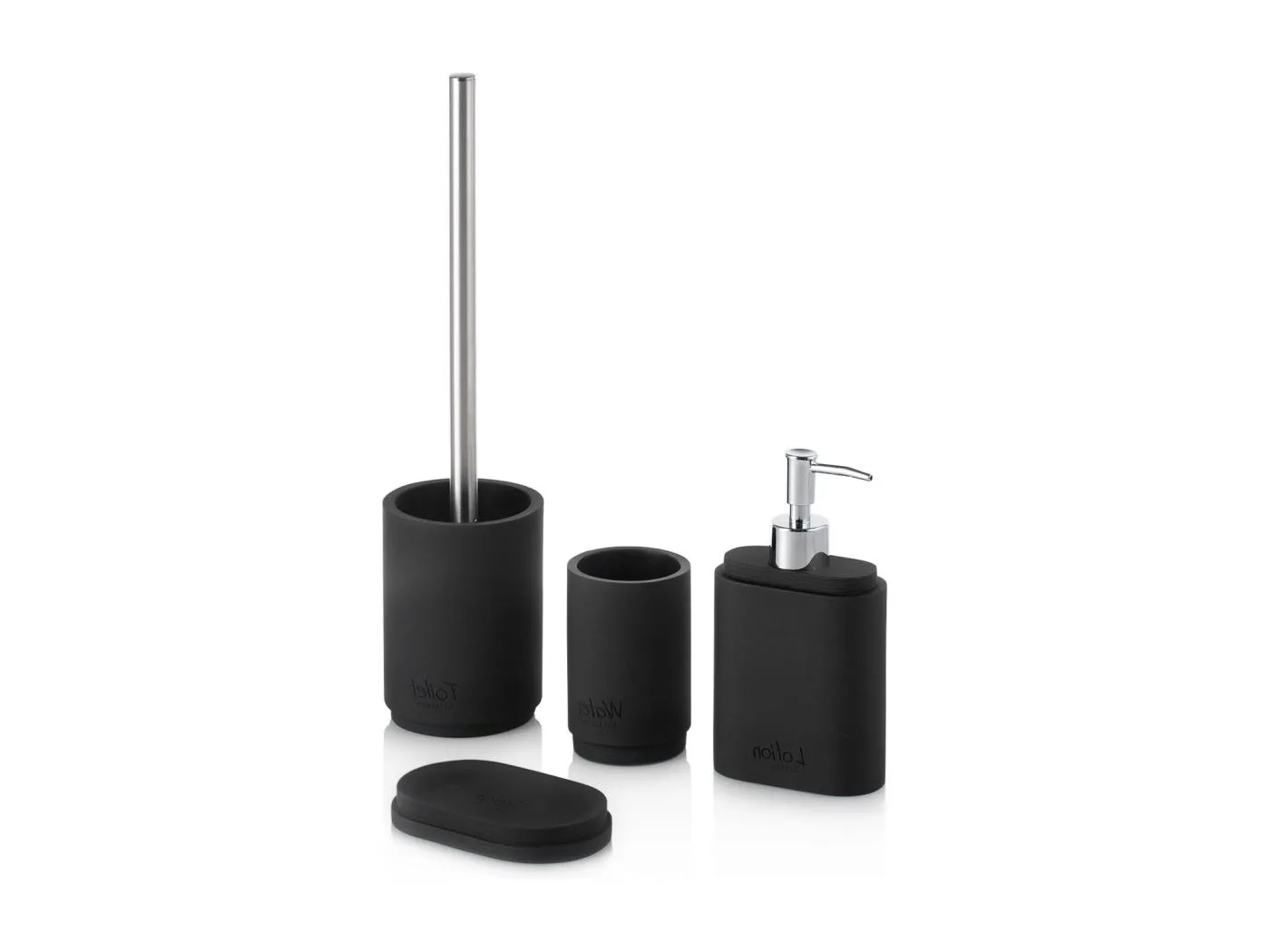 4-teiliges scharzes Badezimmer Set - ZIMA