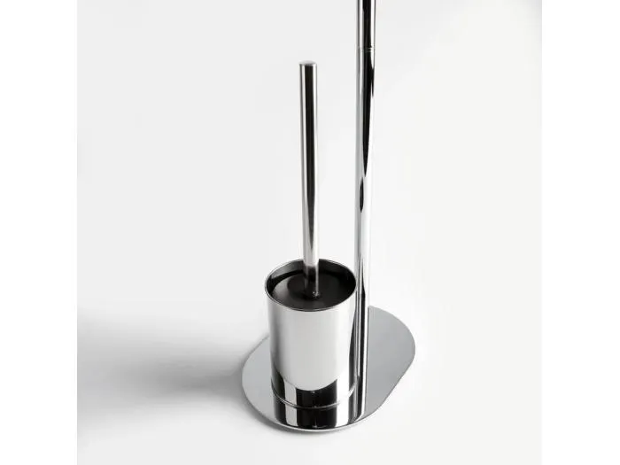 "Tobias" freistehender Toilettenpapierhalter mit Bürstenhalter aus verchromtem Metall und ovalem Fuß