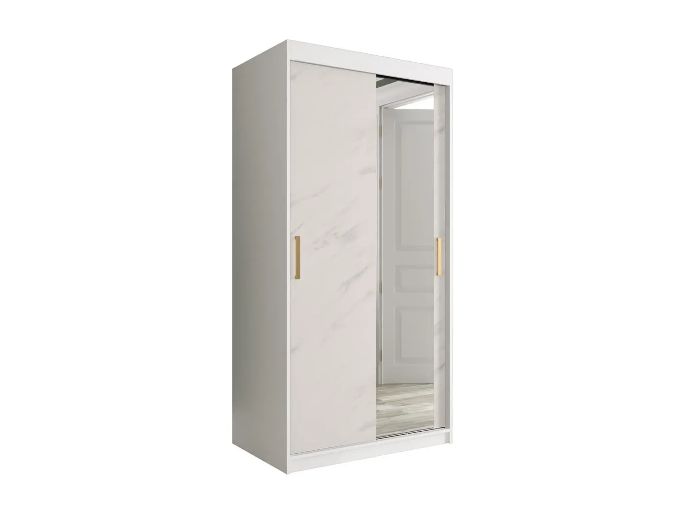 Schwebetürenschrank Marmur T2 200/100/62 ( Weiß)