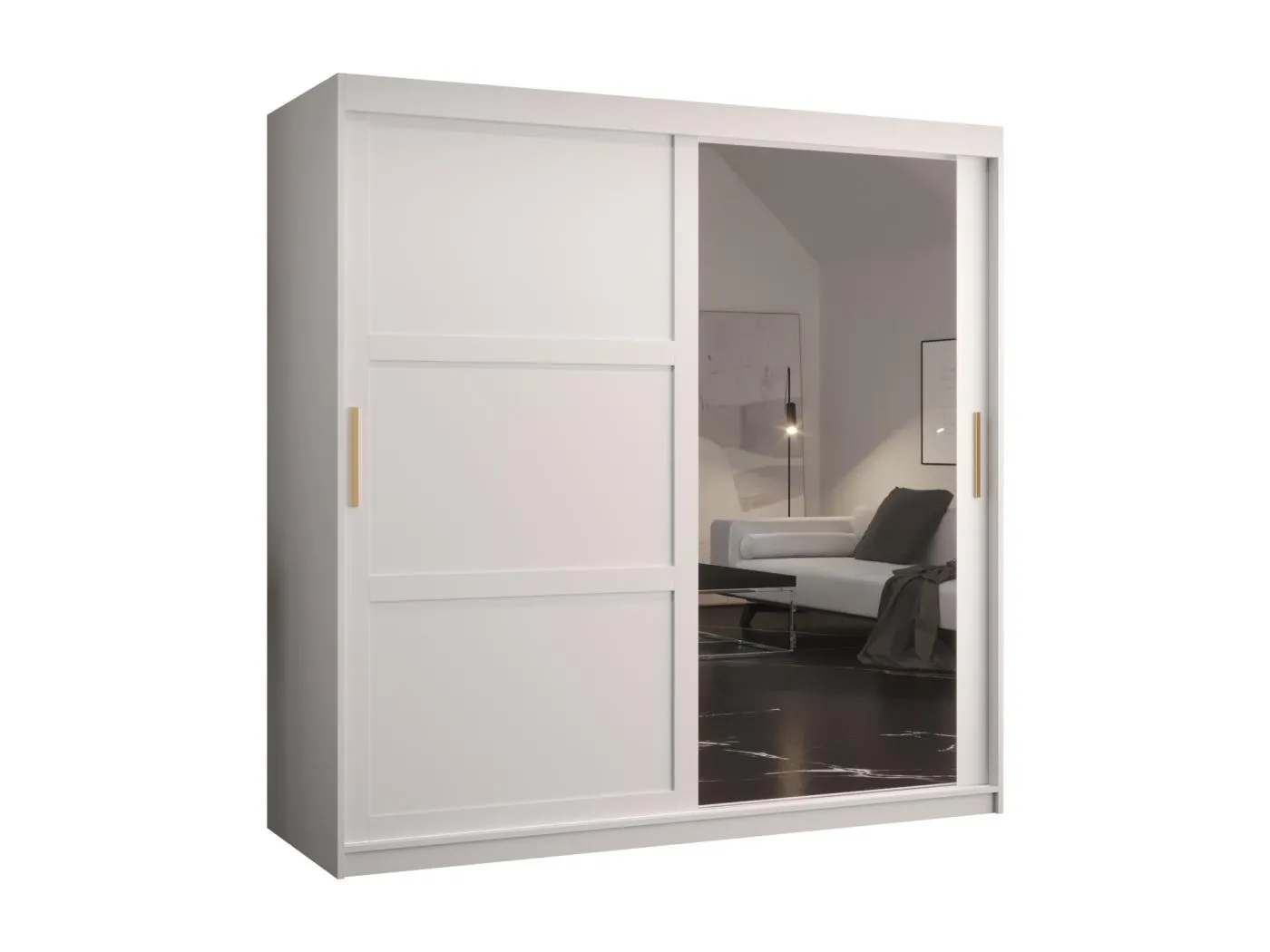 Schwebetürenschrank Ramiro 2 200/180/62 ( Weiß)