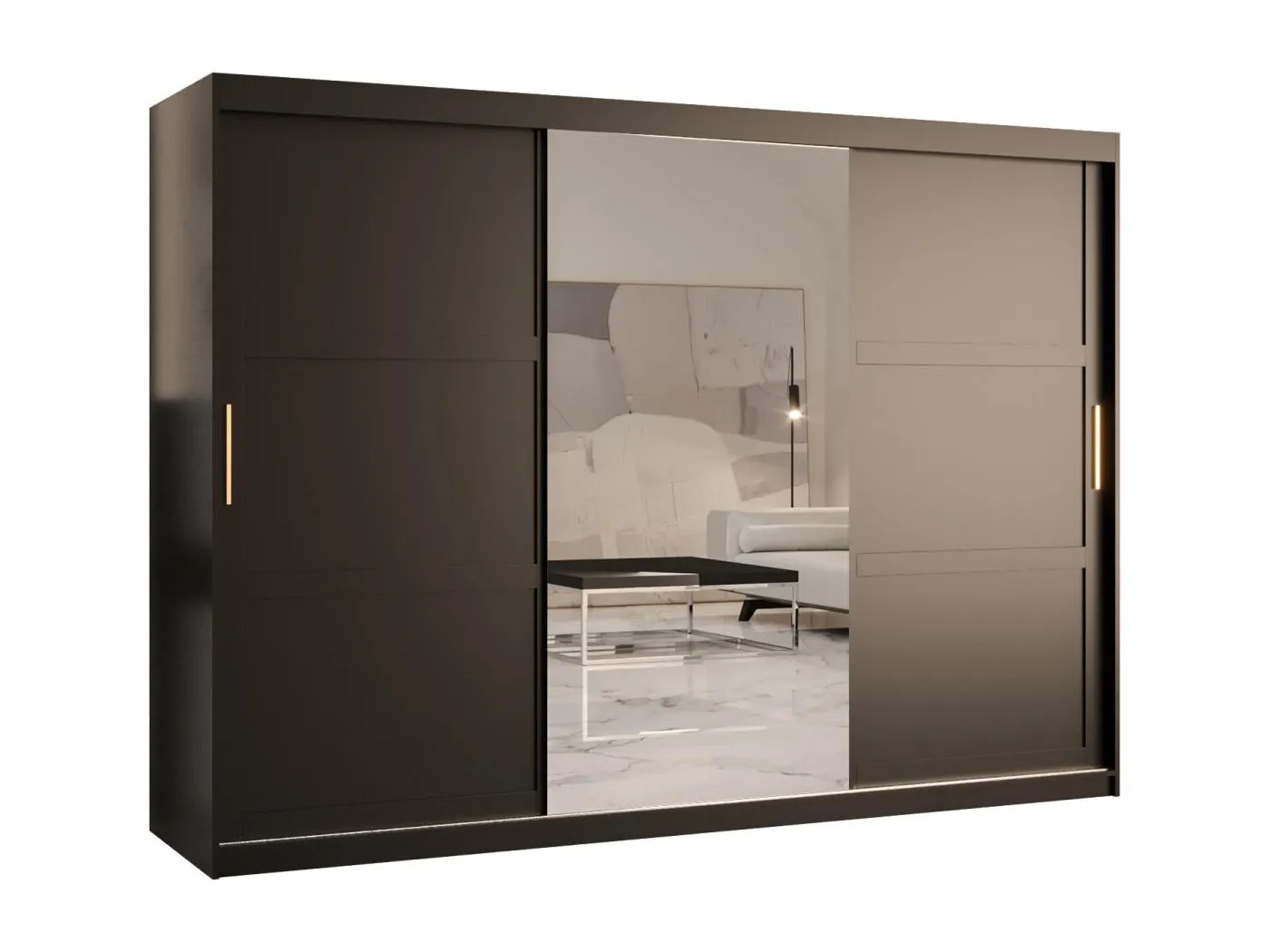 Schwebetürenschrank Ramiro 2 200/250/62 ( Schwarz)