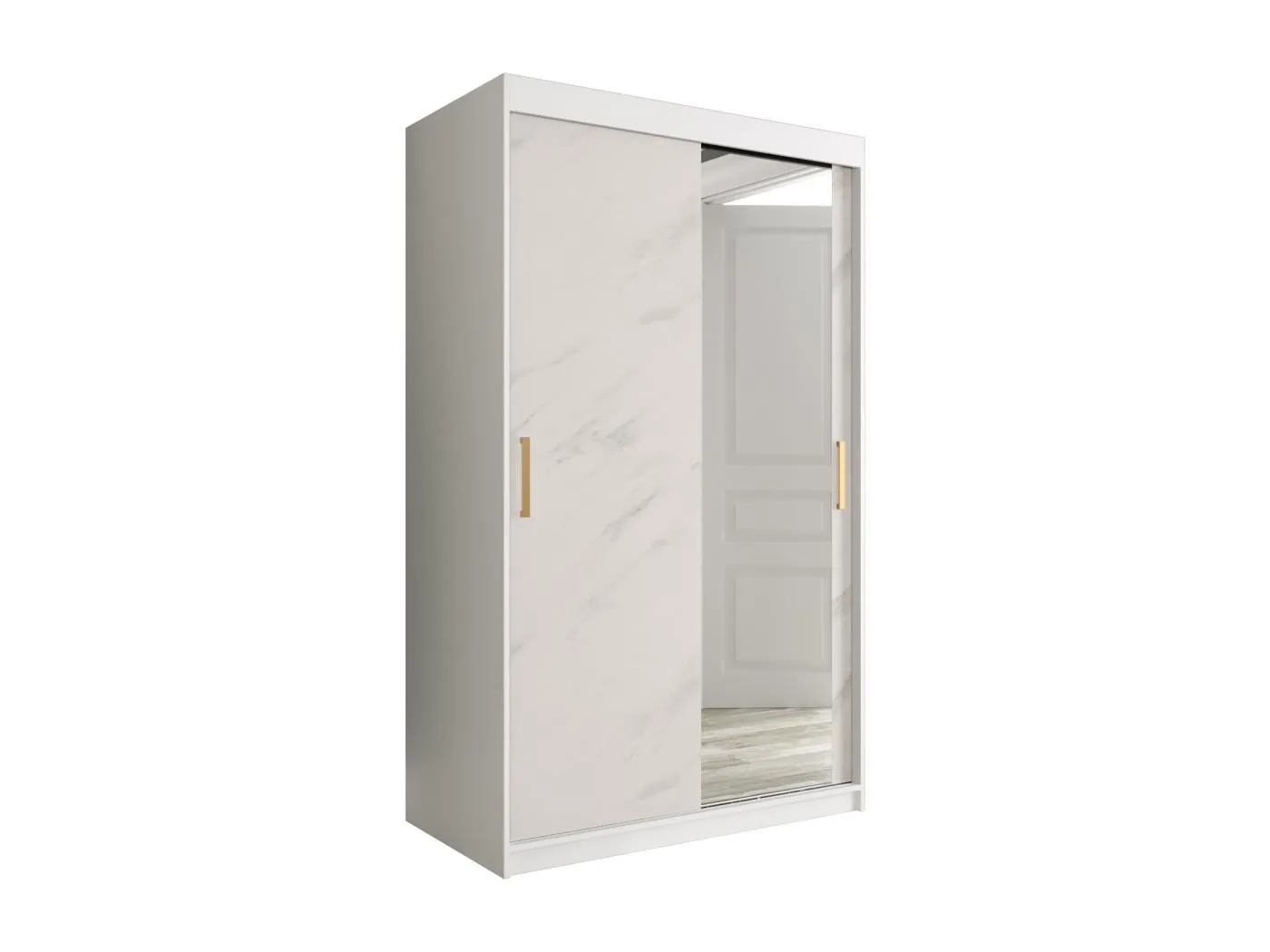 Schwebetürenschrank Marmur T2 200/120/62 ( Weiß)