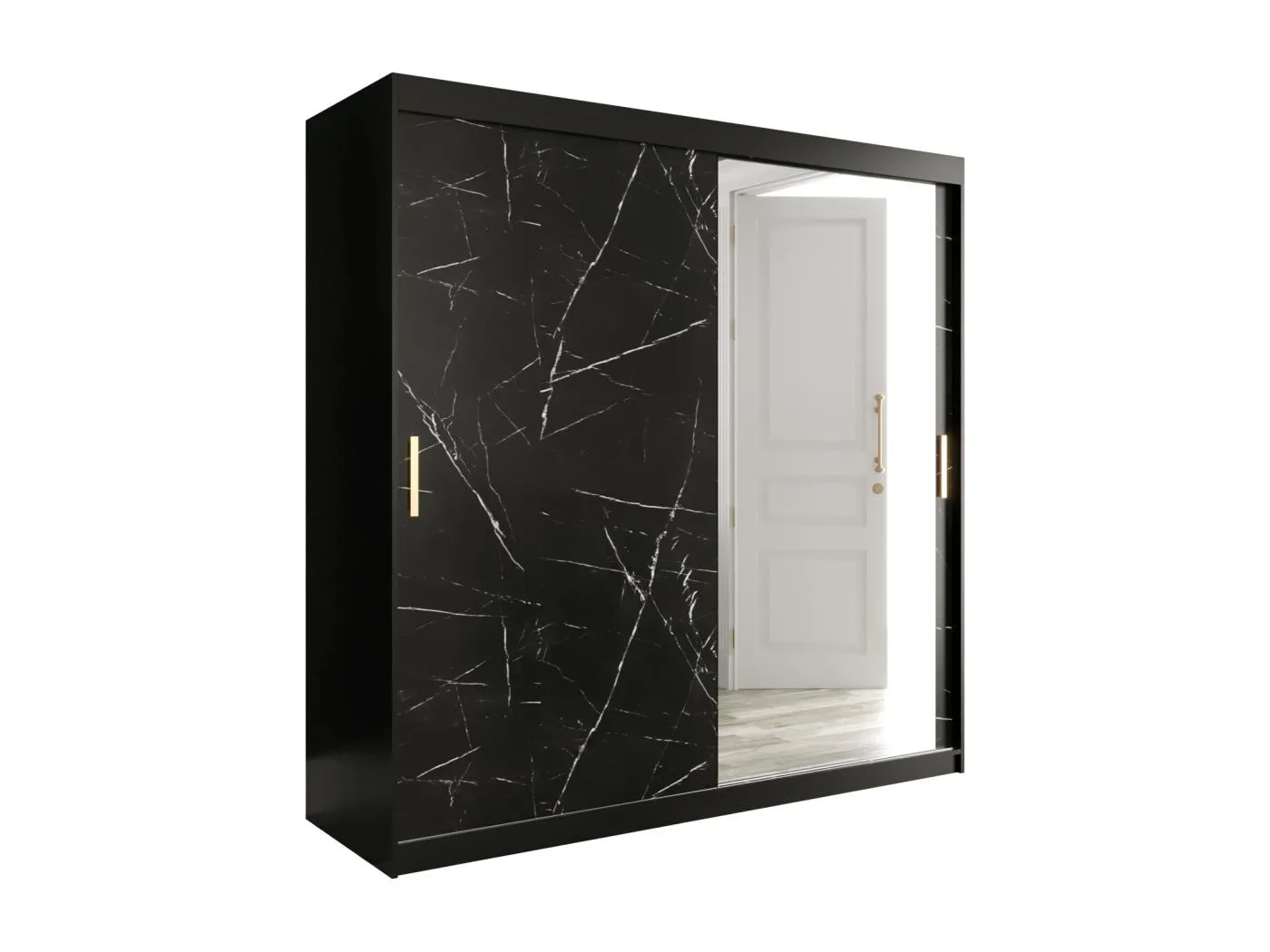 Schwebetürenschrank Marmur T2 200/200/62 ( Schwarz)