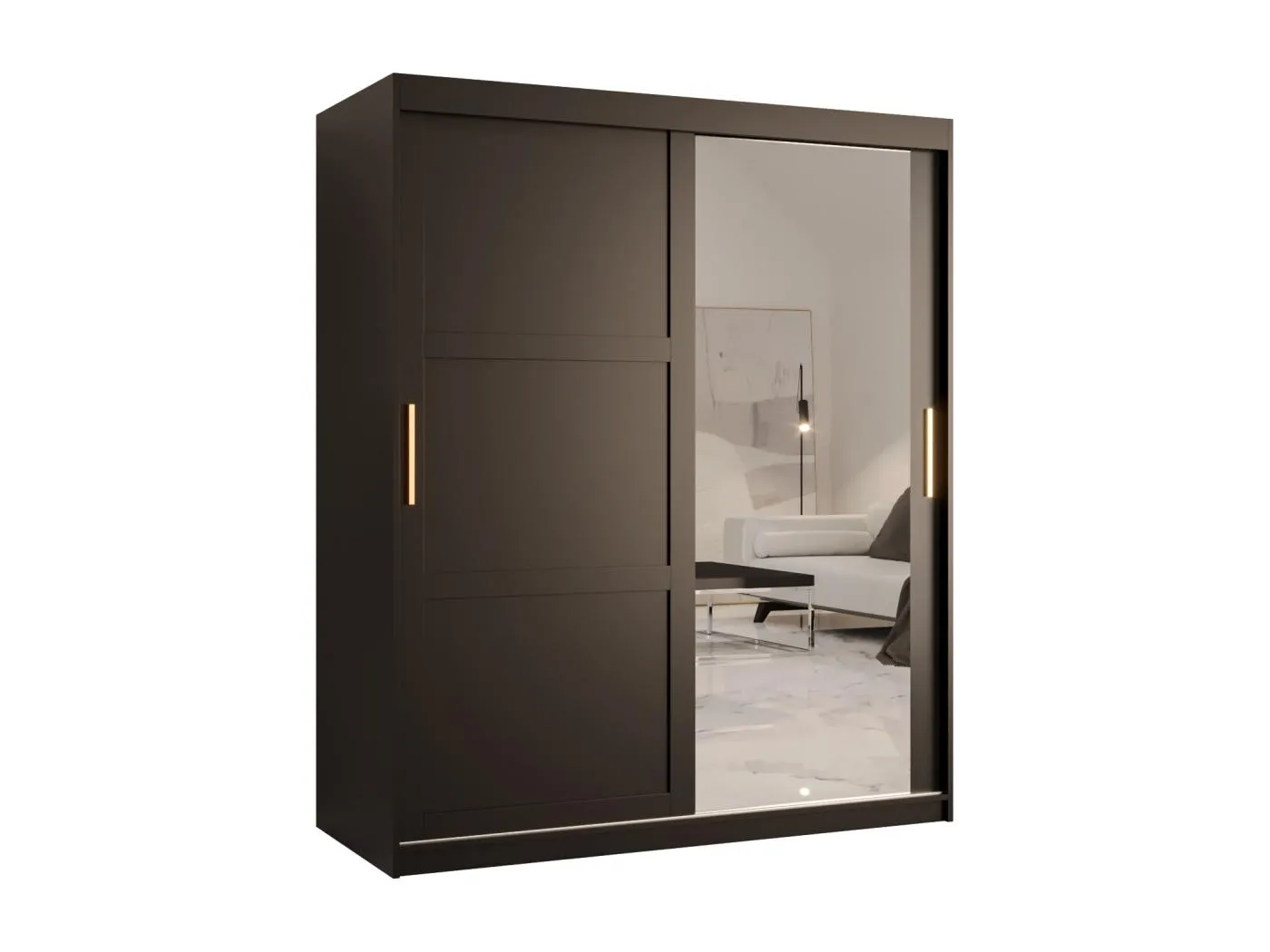 Schwebetürenschrank Ramiro 2 200/150/62 ( Schwarz)