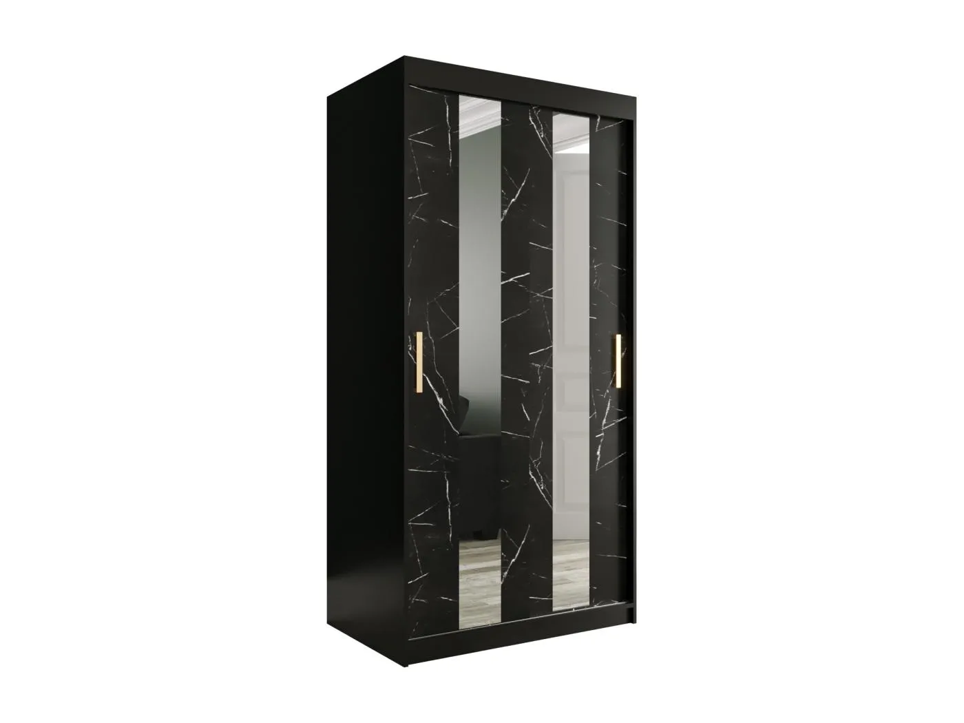 Schwebetürenschrank Marmur Pole 200/100/62 ( Schwarz)