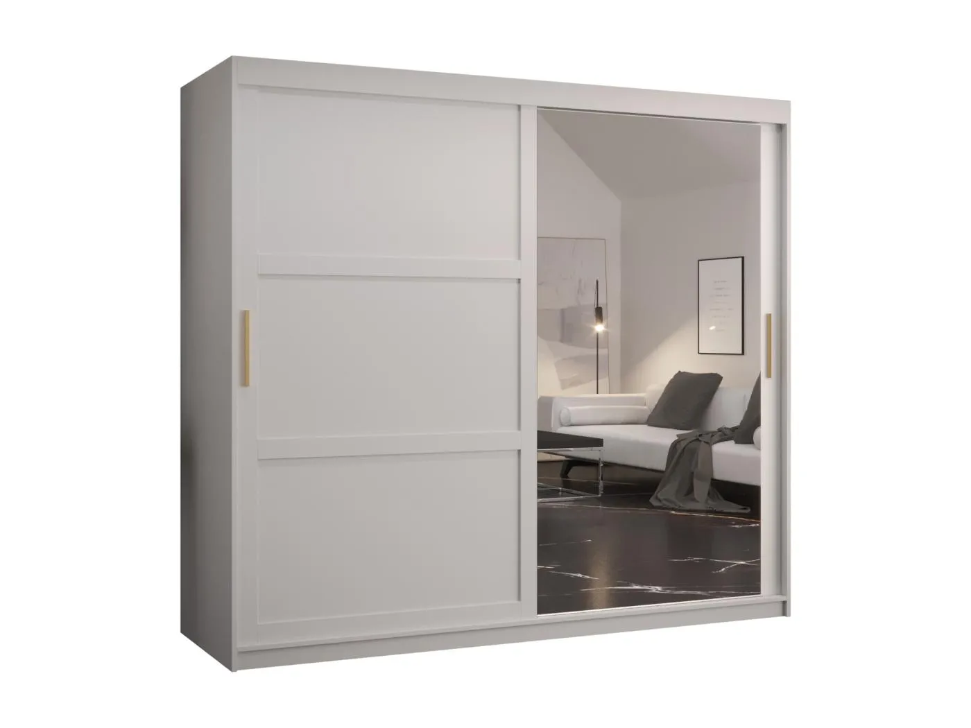 Schwebetürenschrank Ramiro 2 200/200/62 ( Weiß)