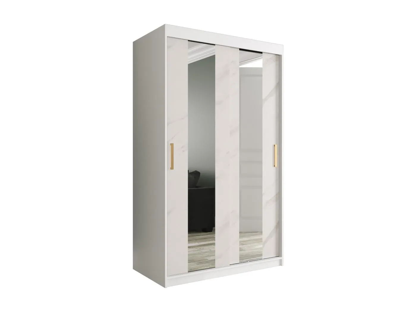 Schwebetürenschrank Marmur Pole 200/120/62 ( Weiß)
