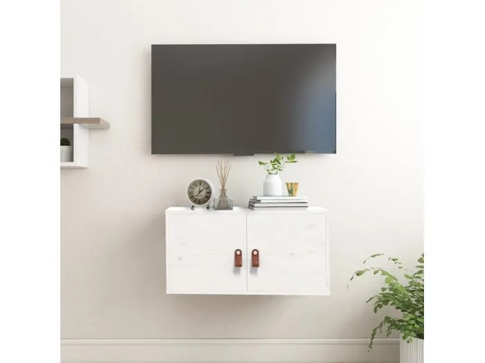 Wandschrank,Wandhängeschrank Weiß 60x30x30 cm Massivholz Kiefer -gkd779456