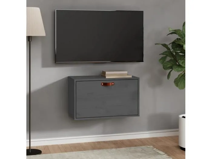 Wandschrank,Wandhängeschrank Grau 60x30x35 cm Massivholz Kiefer -gkd382286