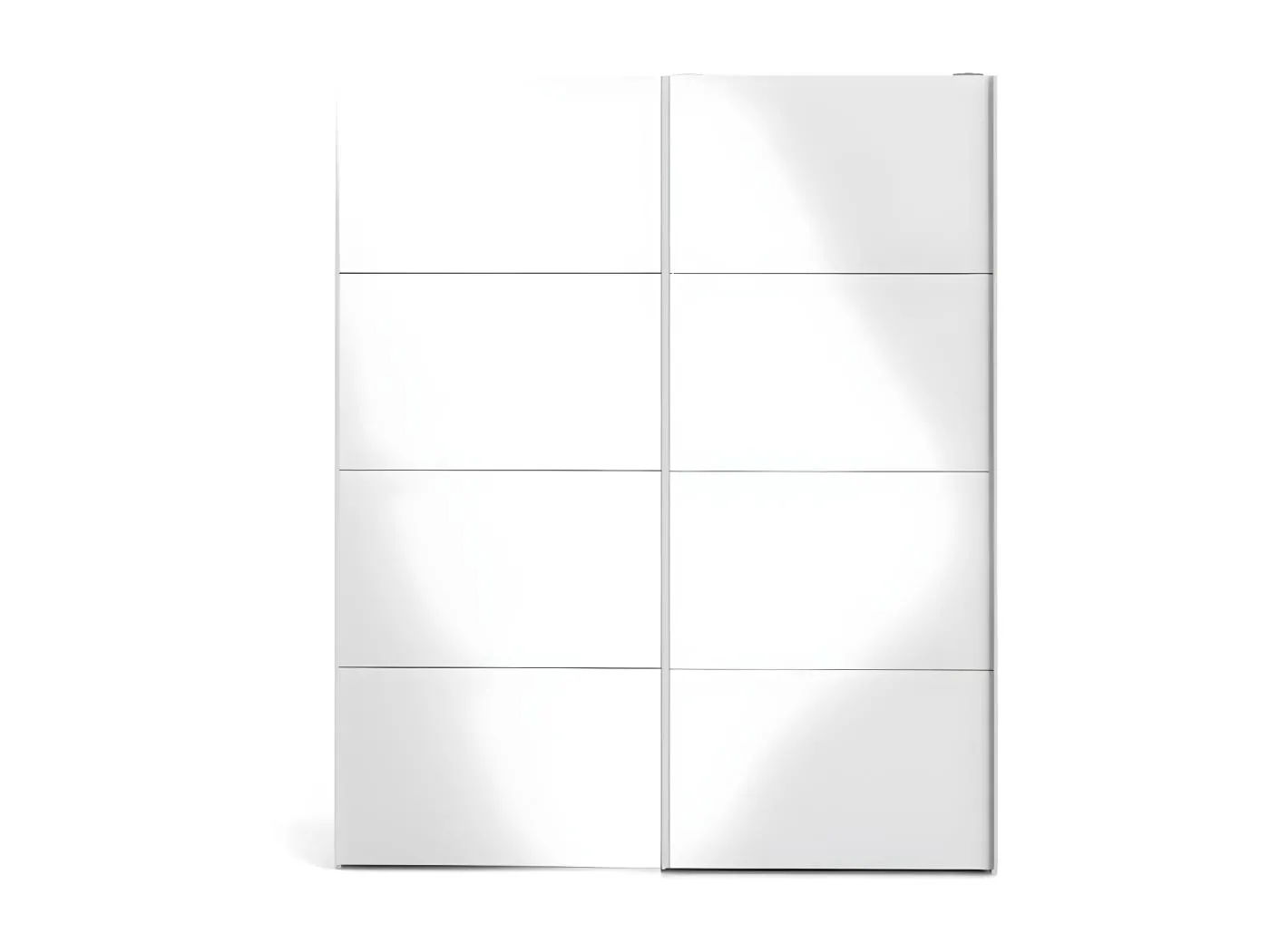 Veto  Schiebetürenschrank B183 cm 2 Türen weiß und weiß hochglanz.