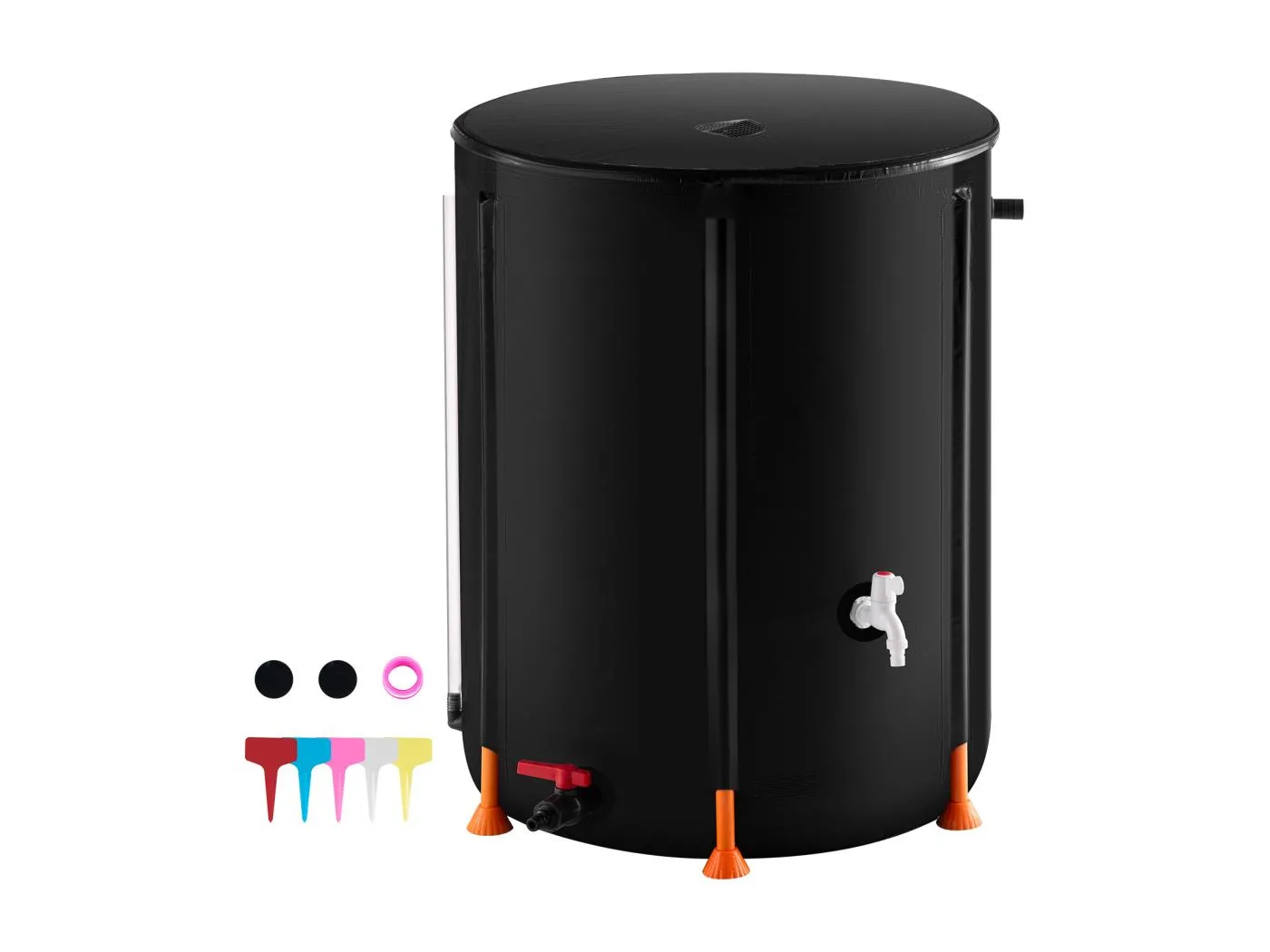 Wassererzeuger SucceBuy Klappbarer Regenfass von 0,454609m³, Regenwassererzeuger Mit Hahn Und Überlauf-Kit