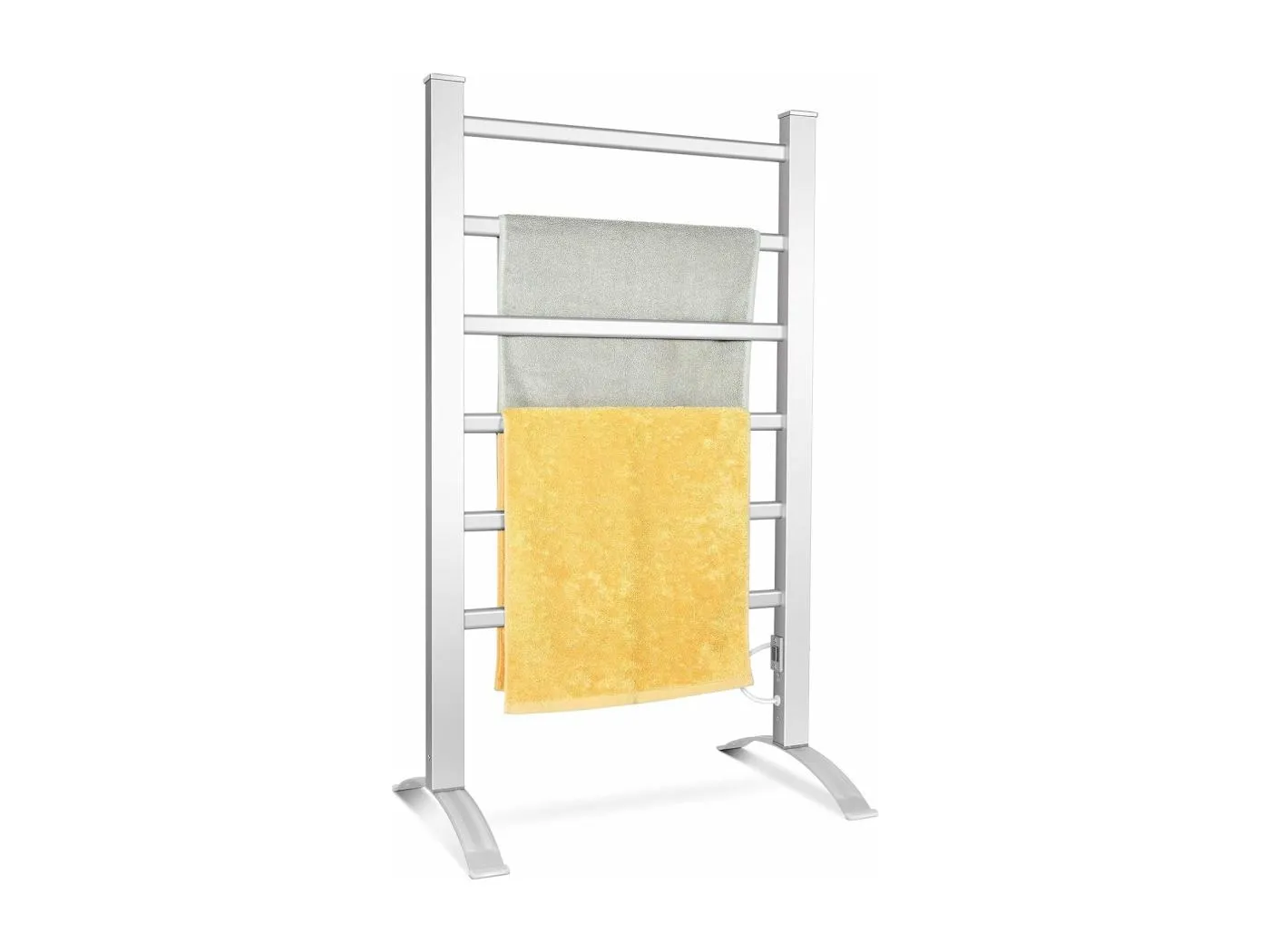 elektrischer Handtuchwärmer 2 in 1, Handtuchhalter mit 6 Stangen, Handtuchheizkörper Aluminiumrahmen, Handtuchtrockner Badheizkörper 100W, freistehend & wandmontiert